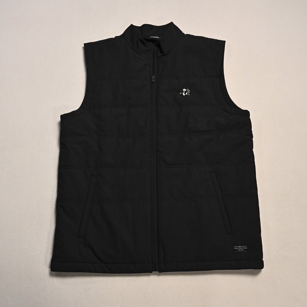 Travis Mathew Jacket Vest Mens Large Mock Neck Performance Full Zip Black